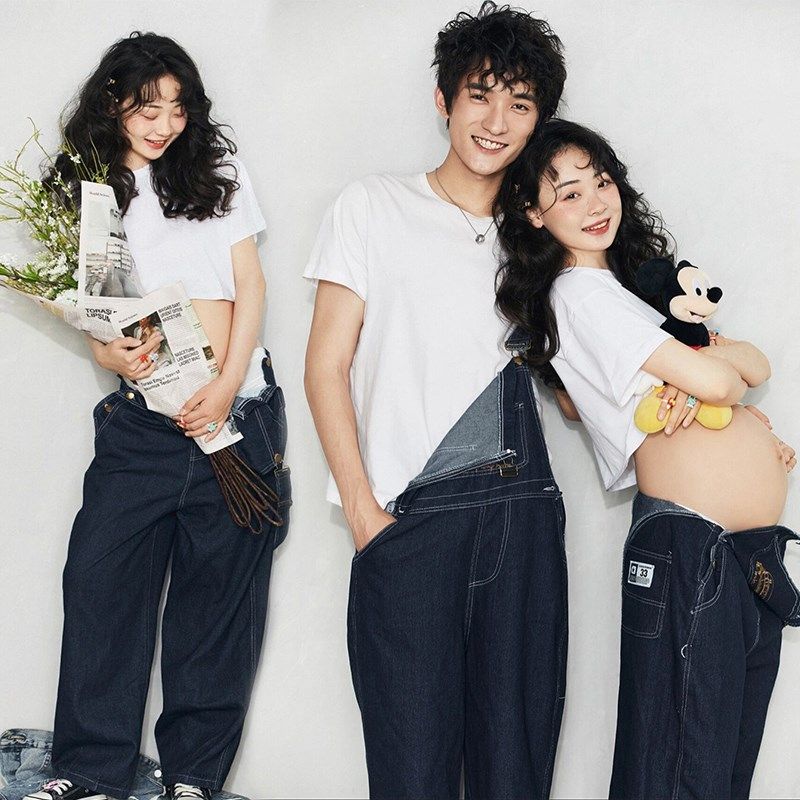 孕妇照片写真服装情侣装牛仔背带裤孕妇情侣夫妻写真拍照摄影服装,孕妇装/孕产妇用品/营养,影楼服装,淘宝优惠券,粉丝福利购,淘宝优惠卷