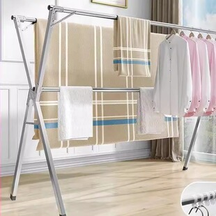 镀锌管晾衣架防风落地户外可移动双杠免打孔衣物铁管宿舍小号铁艺