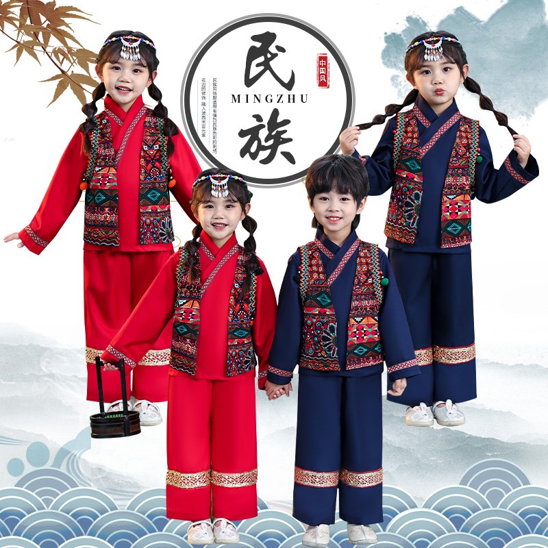 汉服男童春装儿童国风苗疆服装女宝宝春季长袖洋气儒雅唐装两件套图片