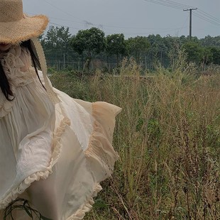 大摆 连衣裙女孕妇裙宽松中长款 2021夏c秀场风白玫瑰睡裙大码 无袖