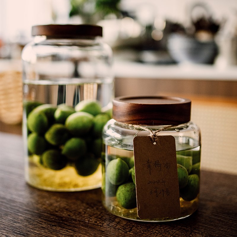 大容量密a封罐带盖青梅杨梅酒腌制泡酒玻璃瓶陈皮咖啡杂粮储物罐