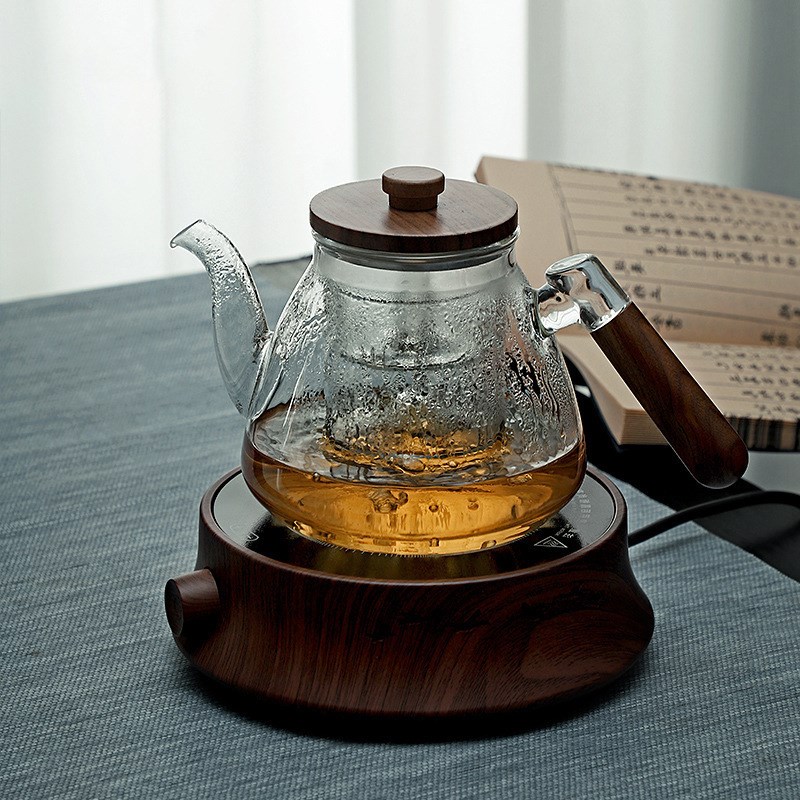 利拉德玻璃胡桃木蒸煮两用泡茶电陶炉烧水壶玻璃耐高温家用煮茶壶