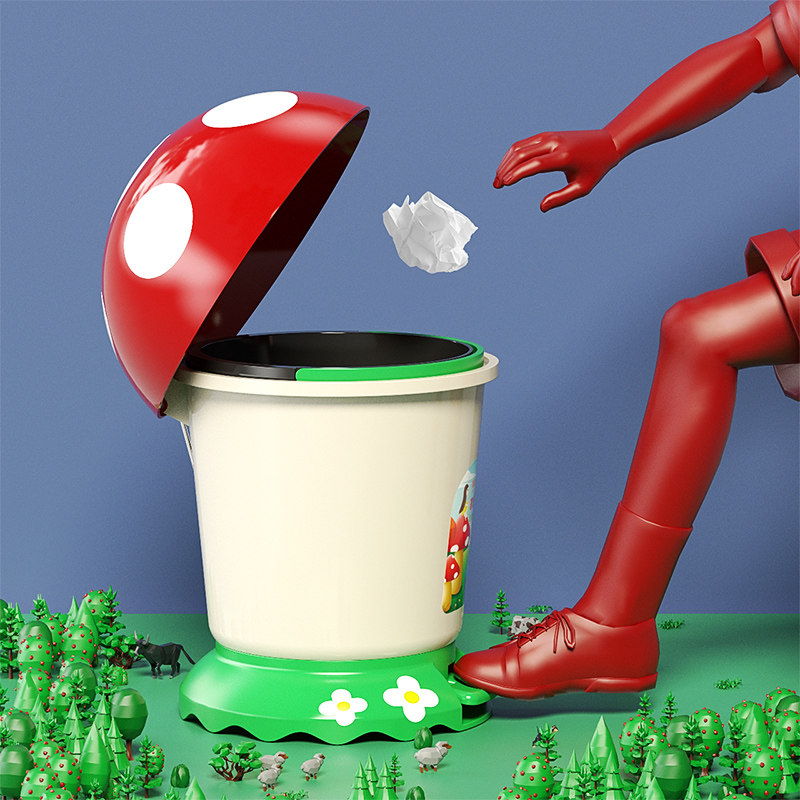 儿童卡通垃圾桶带盖爱少女脚踏式小型垃圾筒创意迷你垃圾篓卧室