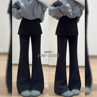 百搭显瘦休闲裙裤 假两件屁帘微喇叭裤 时尚 新款 女加厚加绒2025冬季