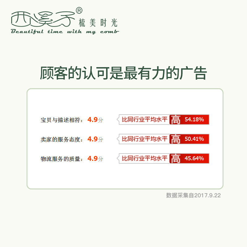 西溪子整木绿檀木梳子 宽齿大齿卷发刻字顺发男士头皮头部按摩梳