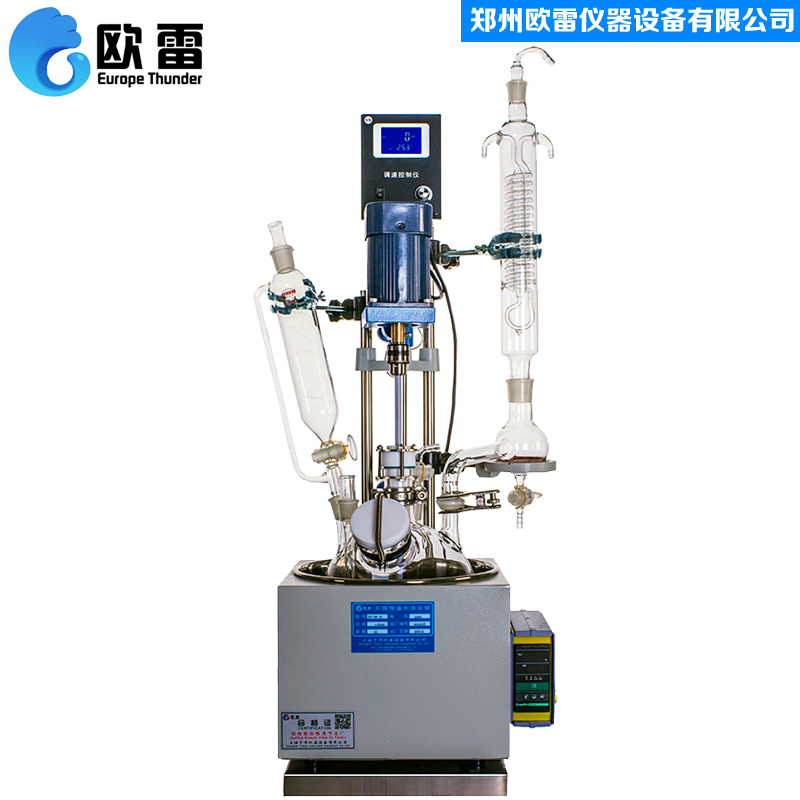 单层玻璃反应釜F-1/2//5L升加热小型真空负压反应蒸馏器回流合成