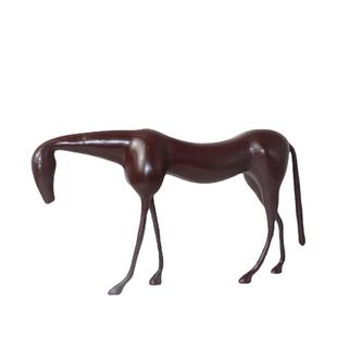 现代简约新中式抽象瘦马红色摆件样板间售楼处家具客厅装饰品摆设