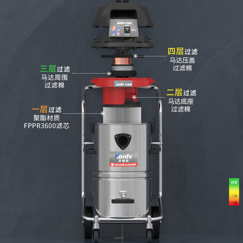 KARDV凯德威GS-1245工业商业吸尘器45L不锈钢集尘桶吸尘吸水粉尘