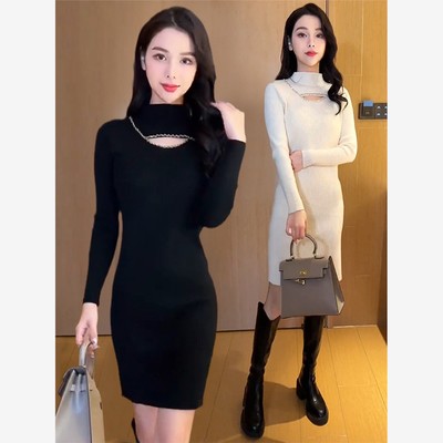 半高领中长款毛衣女2025