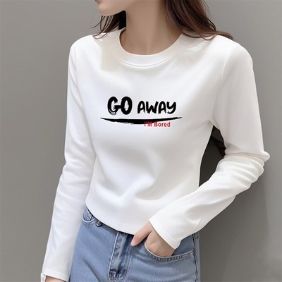 加厚白色短款纯棉T恤女长袖2025春秋新款修身显瘦内搭打底衫上衣