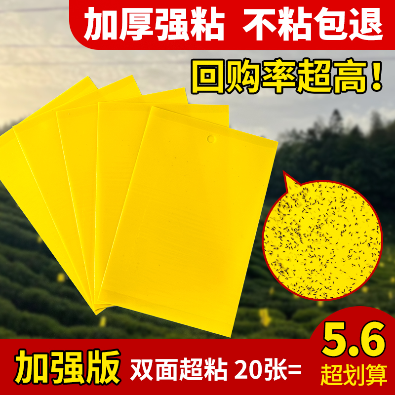 黄板双面粘虫板家用果园诱虫大棚蓟马粘蚊贴纸茶山专用果蝇诱捕器