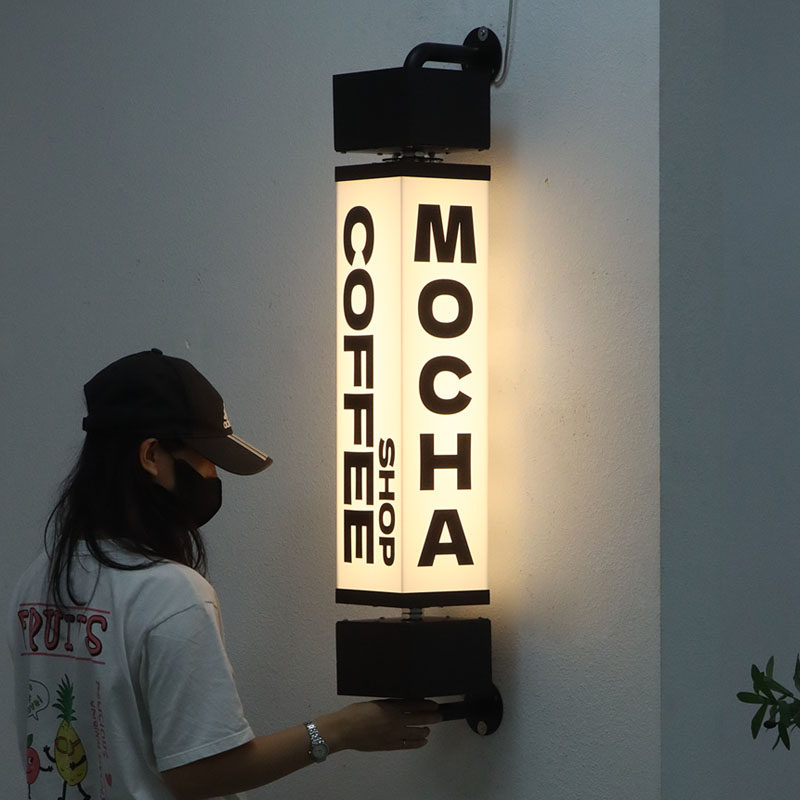 创意亚克力旋转灯箱定制 门口挂墙式滚动广告牌 户外个性发光招牌