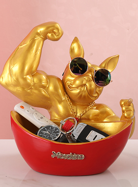 麒麟臂劫财肌肉狗玄关钥匙收纳摆件店铺前台网红招财装饰开业礼品