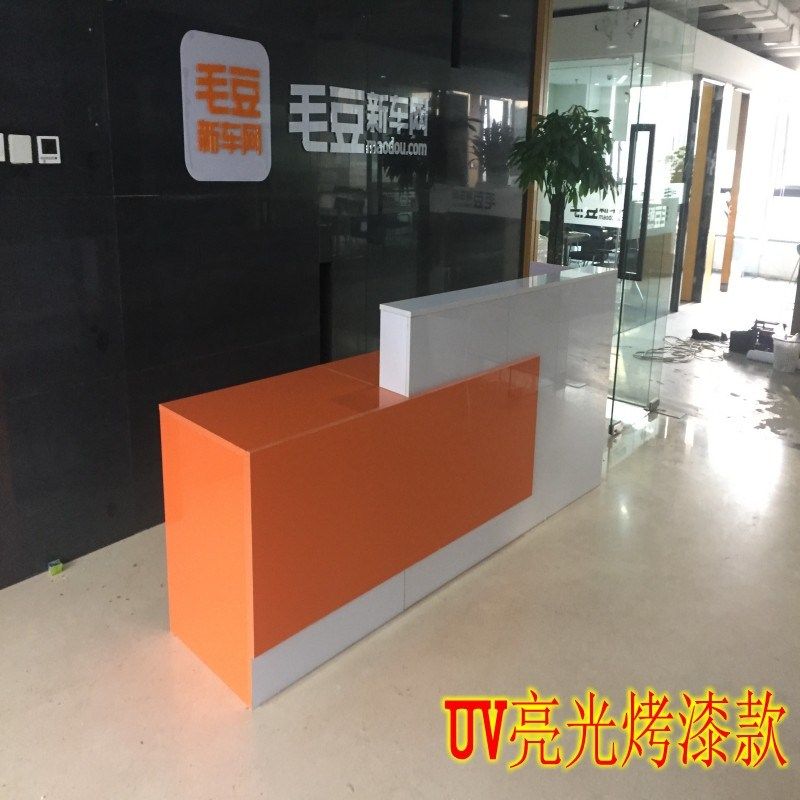 仿大理石纹收银台公司前台接待吧台服务台咨询台导医台烤漆前台桌