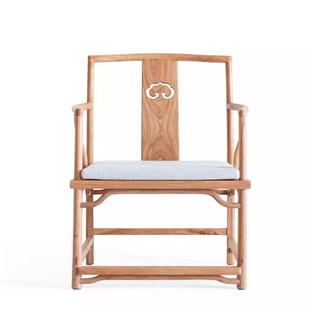 新中式实木太师椅榫卯主人椅榫卯方椅家用餐椅原木色中式椅子泡茶