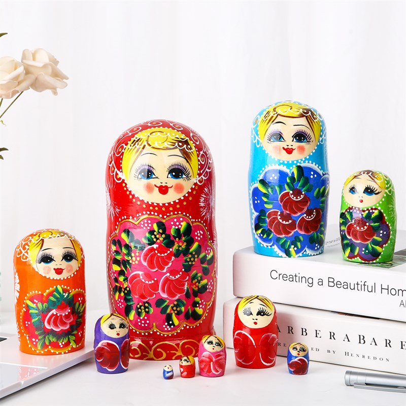 10层 俄罗斯套娃烤漆版特级椴木制造益智礼物六一玩具 富贵花套娃