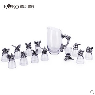 十二生肖酒具罗比罗丹酒具五件套锡器水晶酒具