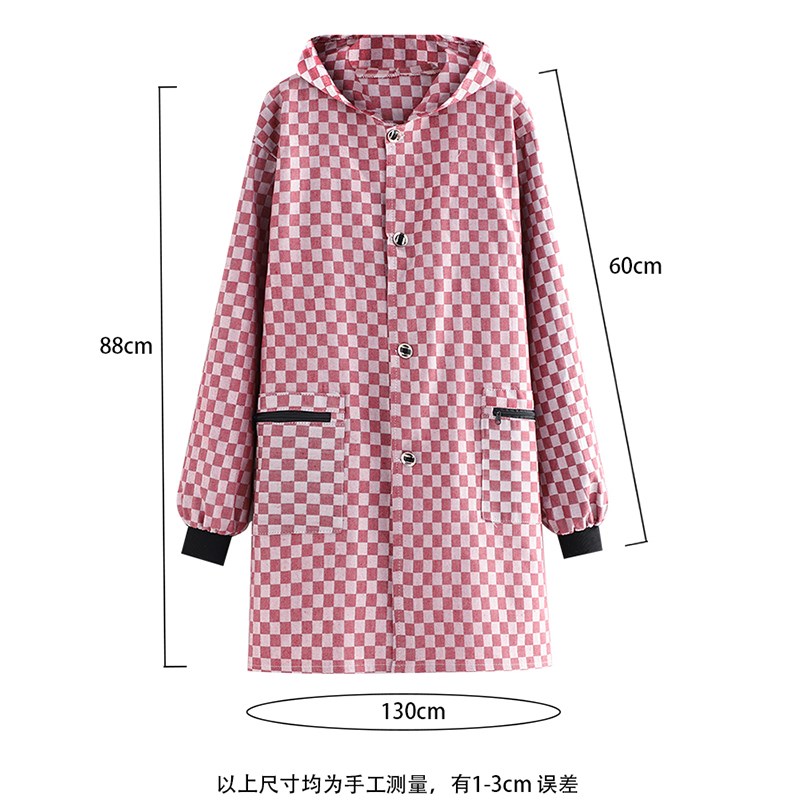 时尚长袖围裙女罩衣厨房家用正穿衣男女干活穿成人外套连帽工作服图片