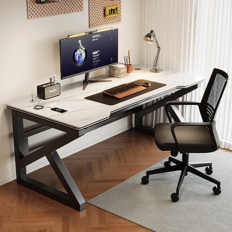 岩板电脑桌小型家用书桌学生学习桌卧室办公桌椅套装简易电竞桌子