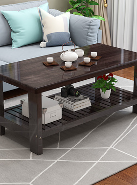 实木茶几小户型客厅阳台两用双层简易木长桌北欧风办公家用小茶几