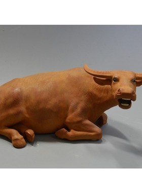 长23厘米黄牛吉祥卧牛陶瓷摆设家居动物化解卫生间厨房缺角装饰品