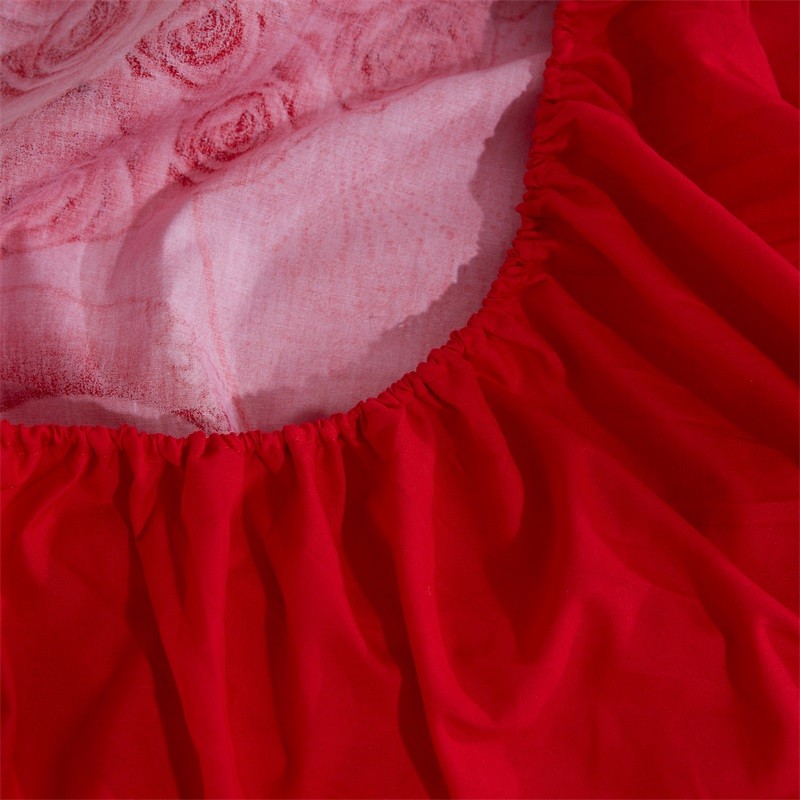 全棉圆床床裙四件套大红婚庆结婚圆形床罩式纯棉加厚磨毛床品定做