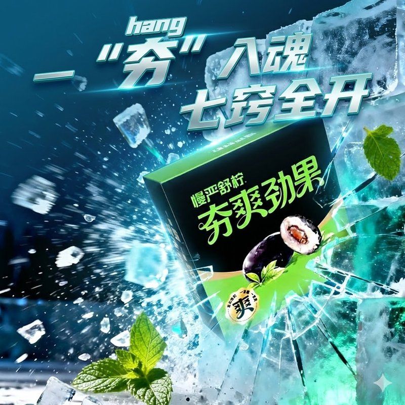 慢严舒柠夯爽劲果口香糖通鼻上头冰凉通透草本配方大品牌正品z