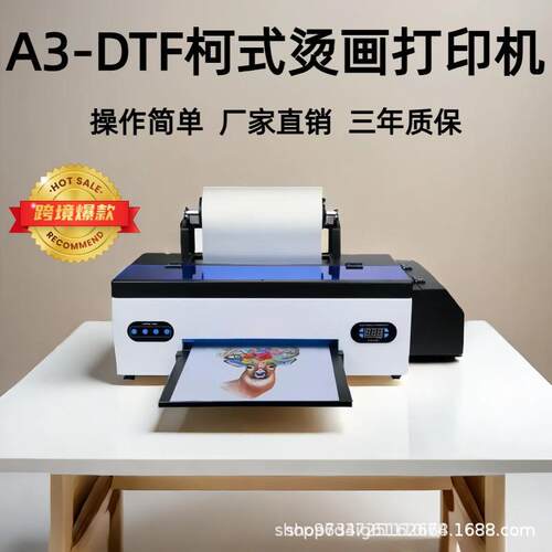A3-DTF卷材柯式白墨烫画DIY图案logoT恤数码打印机