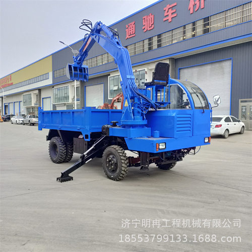 农用四驱双顶自卸随车挖 垃圾场清理专用轮式挖掘机 反铲挖斗工作