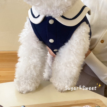 海军领背心秋季薄款小狗狗衣服猫咪宠物泰迪比熊博美小型幼犬秋冬