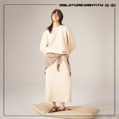 DID DAILY:Florence 复古羊毛绞花提花软糯保暖毛衣针织半裙套装