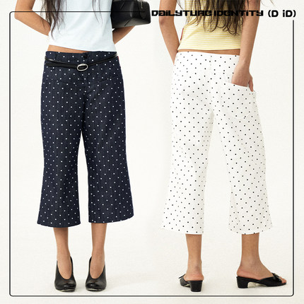 DID DENIM:Lizzy 复古波点原色牛仔七分微喇牛仔裤26新
