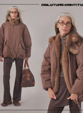 DID DAILY:Astrid 环保皮草蛋形宽松90白鸭绒羽绒服25冬新品