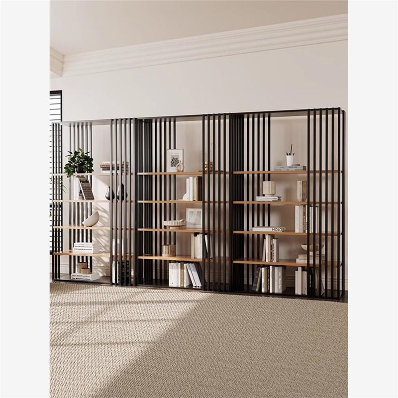 轻奢卧室置物架书架办公室创意铁艺简约隔断柜现代博古架客厅落地