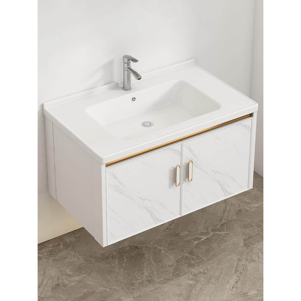 挂墙式小户型陶瓷一体洗手盆家用洗脸盆卫生间浴室柜组合阳台面盆