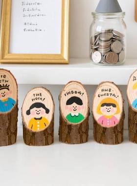 斜木桩创意画画摆件空白小树桩书店咖啡店桌面造景拍照道具装饰品