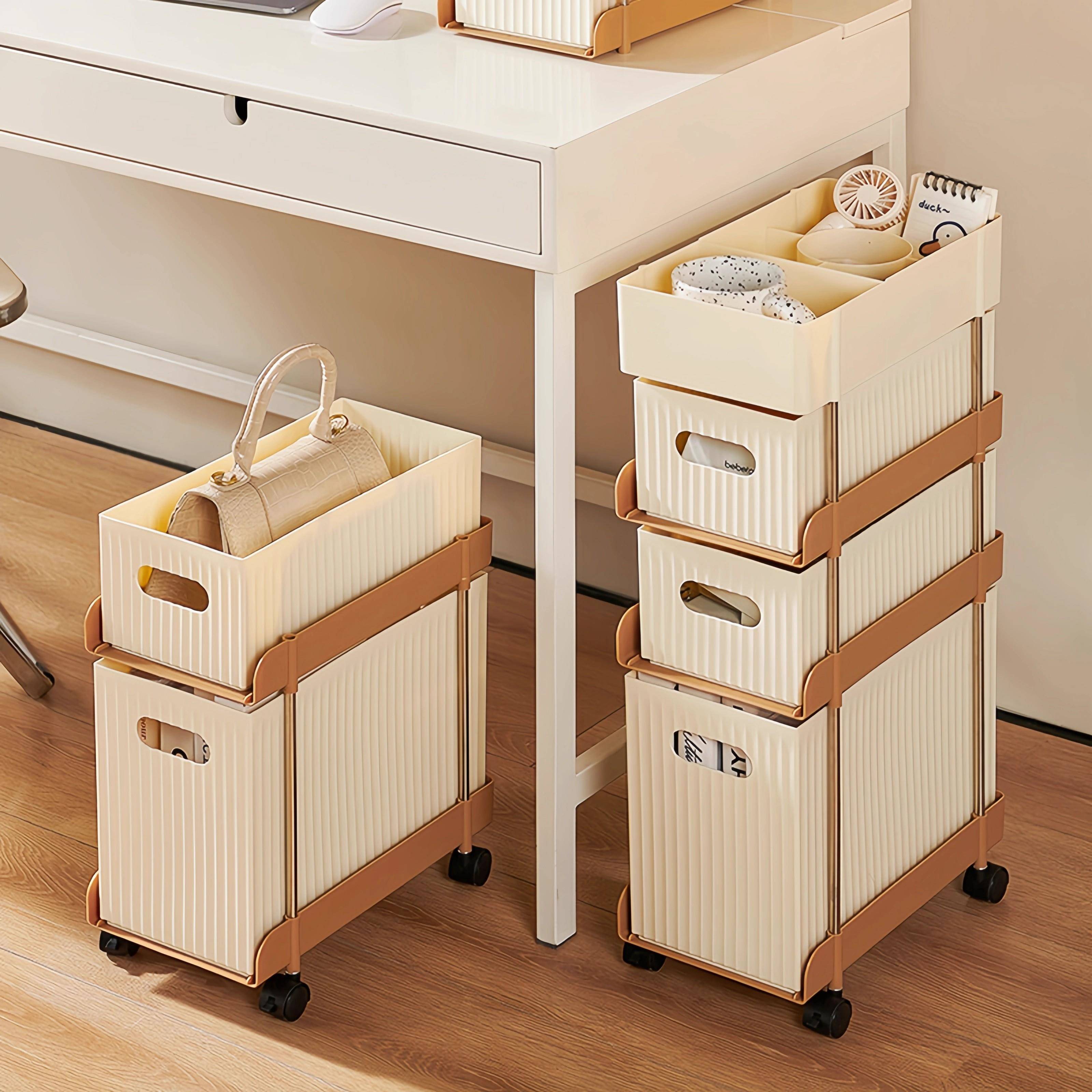 抽屉式收纳置物架小推车桌面课桌边办公书本整理可移动厕所夹缝柜