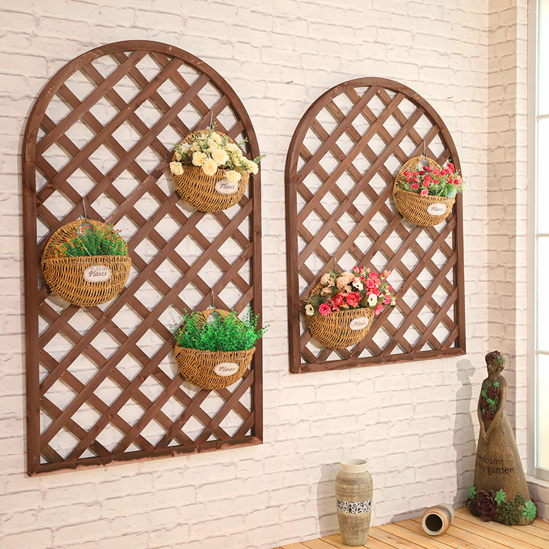 墙上悬挂装饰防腐实木阳台墙壁挂植物爬藤墙面挂壁网格隔断花架子