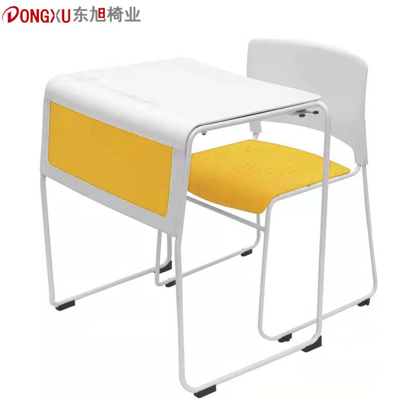 堆叠课桌椅学生音乐教室桌椅学校辅导学习桌子白色塑胶培训椅