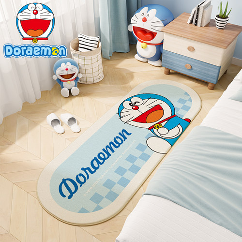 哆啦梦卧室地毯床边毯家用客厅地垫卡通毛绒毯儿童房间床前地毯