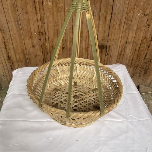 竹编提篮圆形带提手菜篮子野外采摘篮竹篮子竹制品买菜篮手工竹筐
