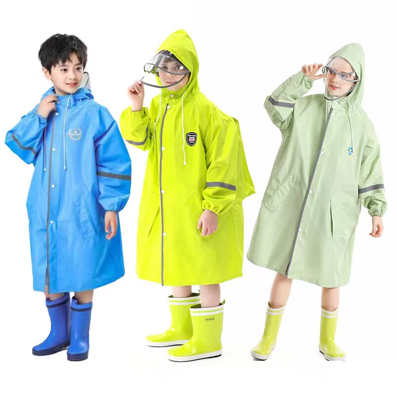 儿童雨衣轻速干男童带书包位拉链学生女童雨披小孩子