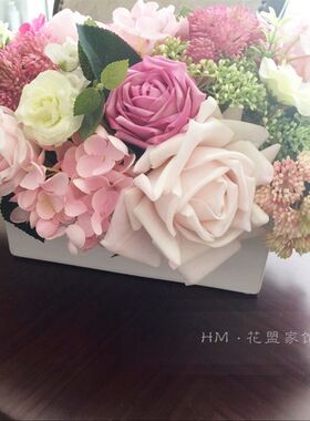 玫瑰绣球艺仿真装餐桌茶几卧室样板房客厅假绢