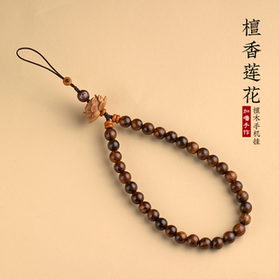 加噜绿檀木手挂绳黄杨木莲国风短款手链檀香手腕绳女级挂件相挂绳