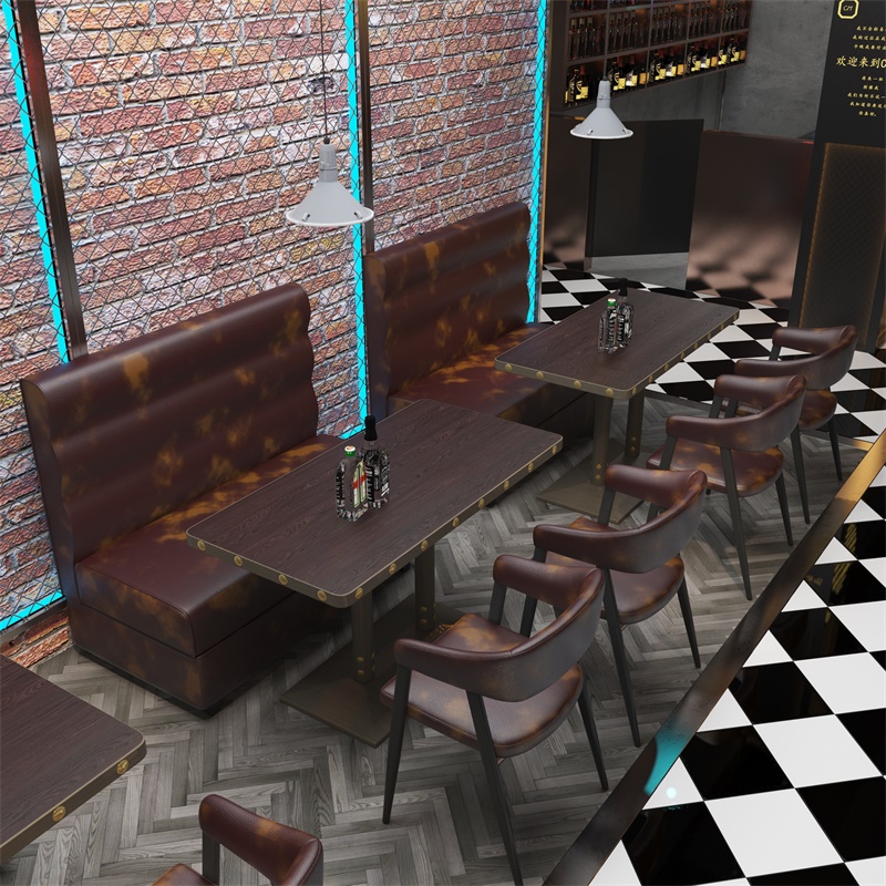 奶茶店甜品店咖啡厅桌椅音乐酒吧休闲实木餐桌椅复古铁艺