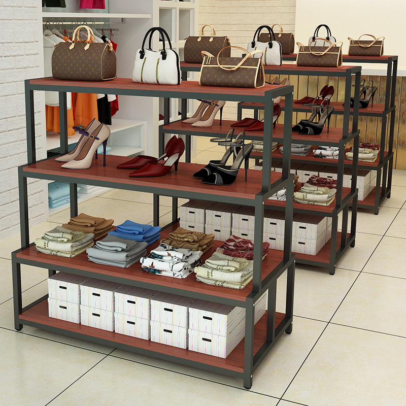 鞋店货架钢木中岛柜商场货柜鞋货架展示架烤漆鞋架鞋柜母婴展示柜
