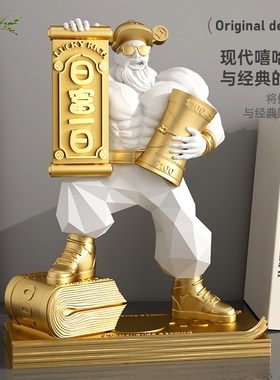 肌肉财神爷招财摆件家用创意店铺前台装饰品健身房办公室开业礼物
