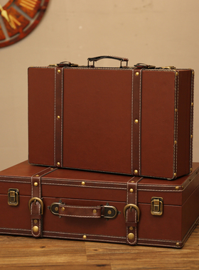美式摆件老式复古民国家居皮箱收纳店铺咖啡厅橱窗陈列摄影道具箱