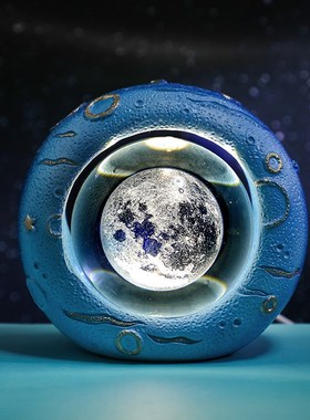 创意水晶球星海小夜灯摆件卧室书房办公室桌面装饰品送人生日礼物
