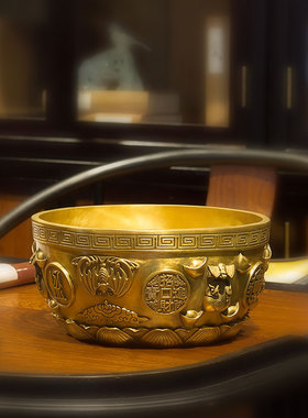 黄铜聚宝盆摆件存钱罐家用铜盆客厅工艺品摆设 乔迁新居开业礼品